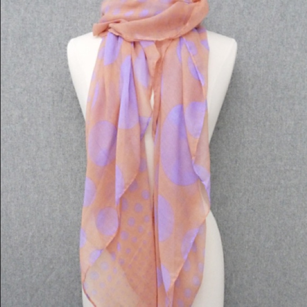 Gorgeous Peach Polka Scarf  or Sarong
